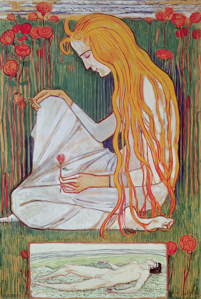 Sen, 1897 (wc na karcie) autorstwa Ferdinand Hodler