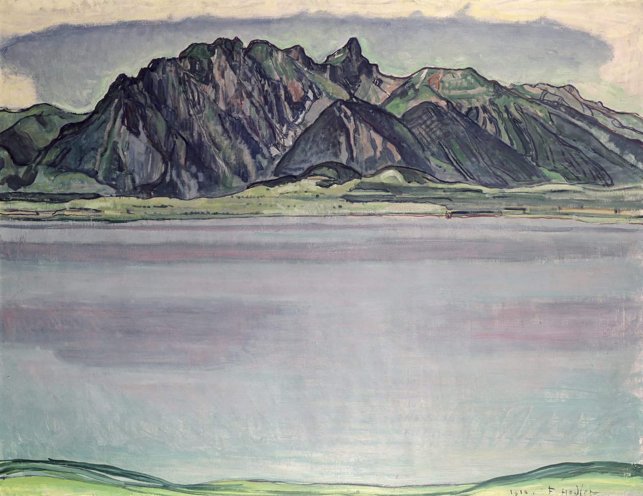 Jezioro Thunersee z górami Stockhorn, 1910 autorstwa Ferdinand Hodler