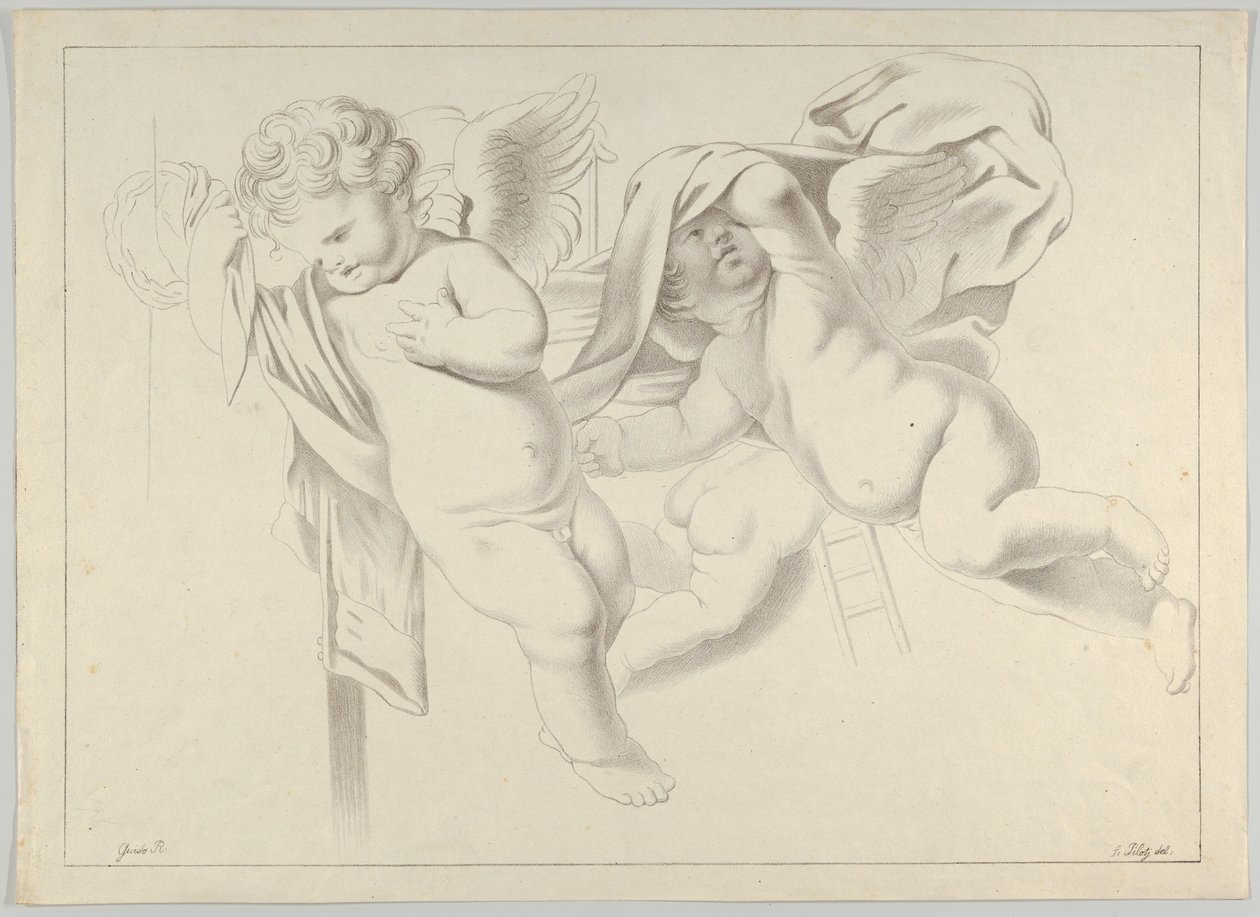 Studium trzech puttów, ca. 1800-1844. autorstwa Ferdinand Piloty