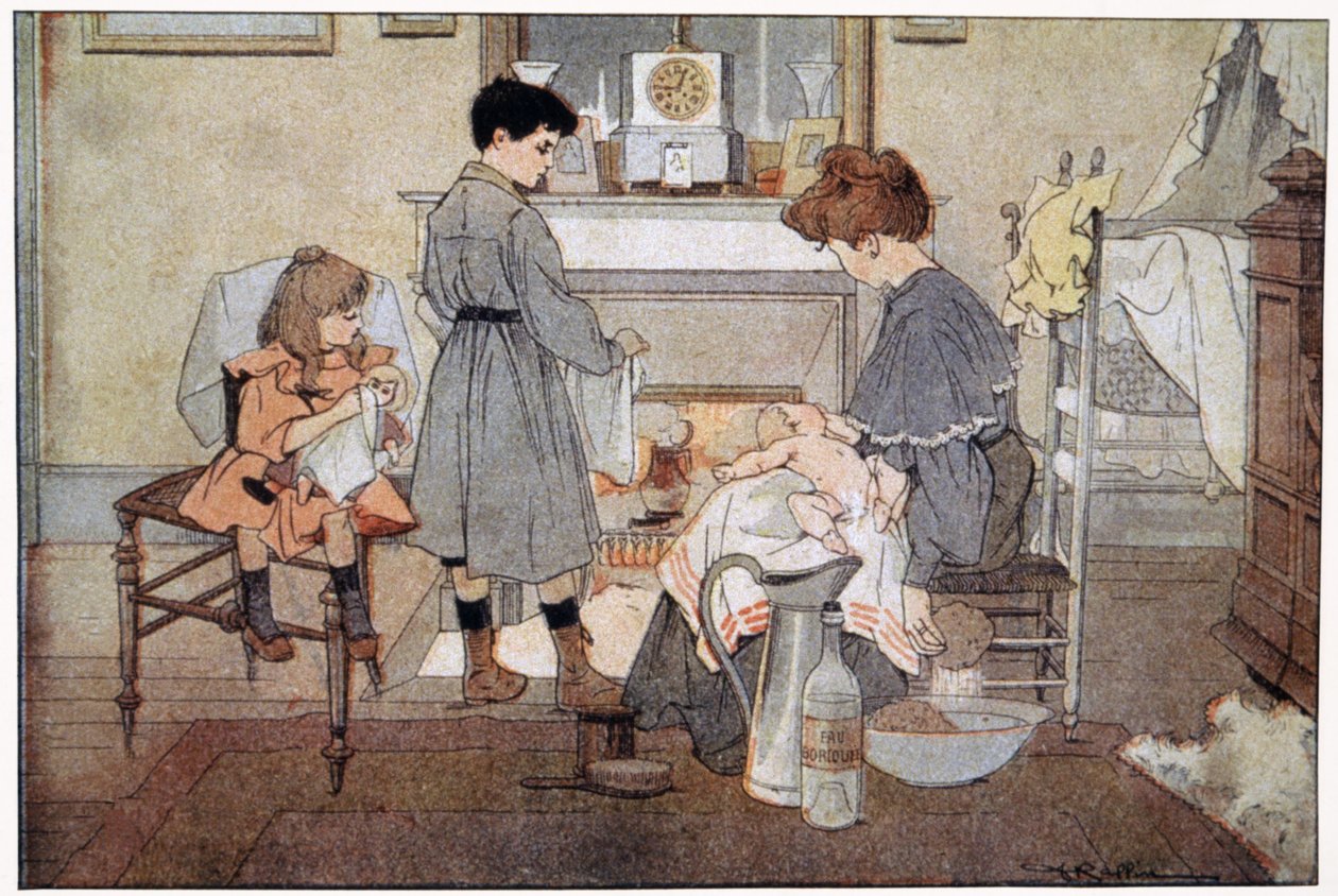 Kąpiel dziecka, ok. 1930 r. (druk) autorstwa Ferdinand Raffin