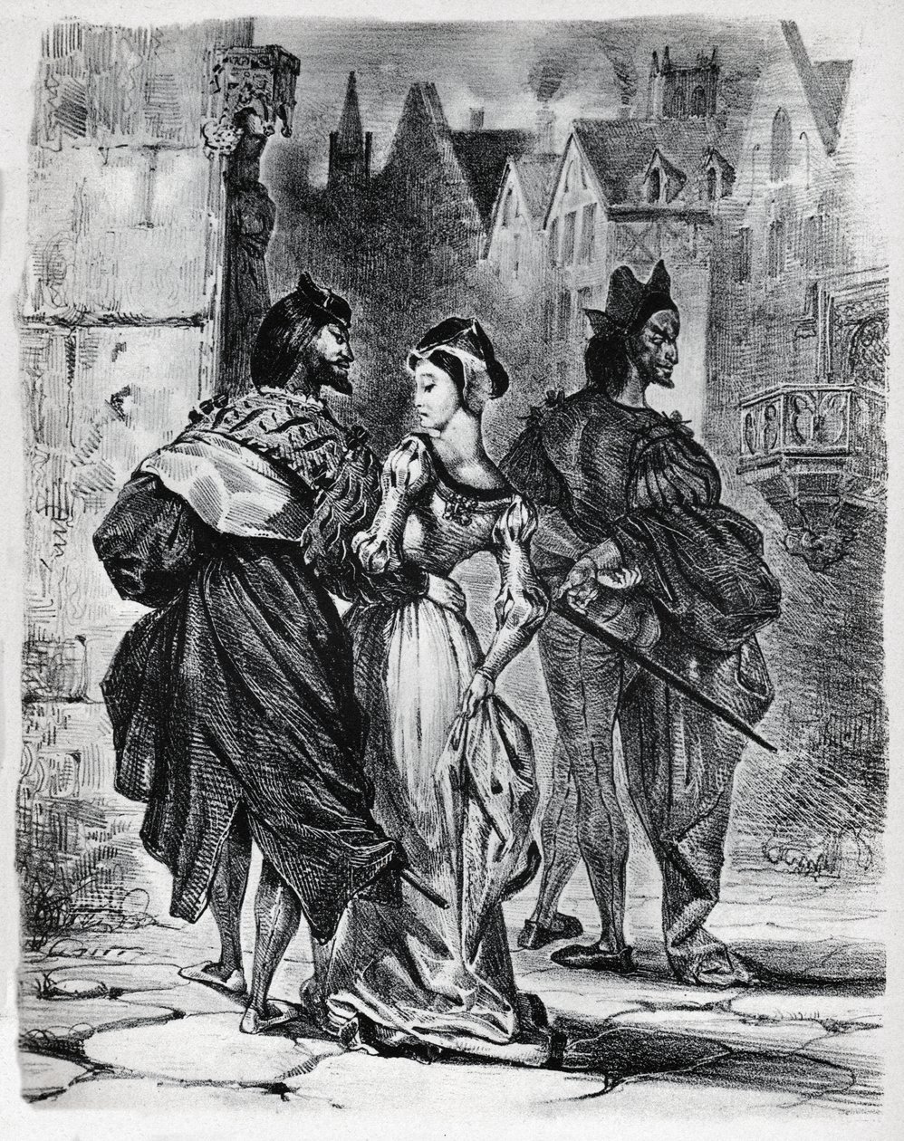 Faust, Gretschen i Mefistofeles autorstwa Ferdinand Victor Eugene Delacroix