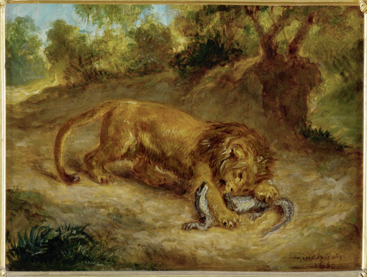 Lew i Kajman ... autorstwa Ferdinand Victor Eugene Delacroix
