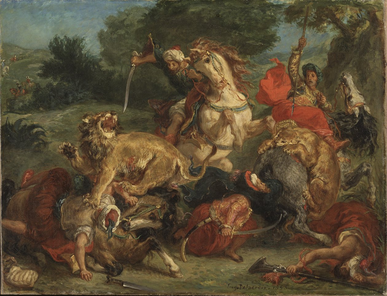 Polowanie na lwa autorstwa Ferdinand Victor Eugene Delacroix