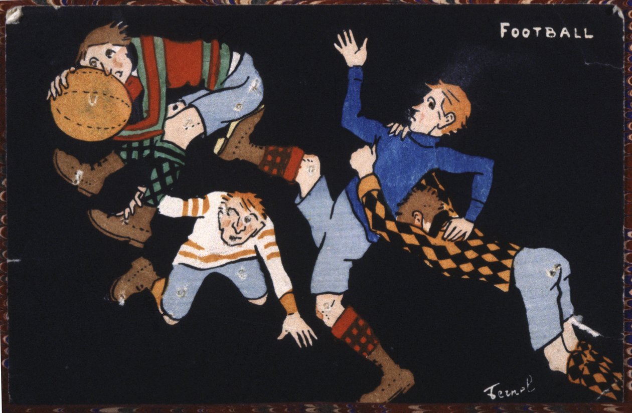 Piłka nożna, początek XX wieku (ilustracja) autorstwa Fernand Fernel