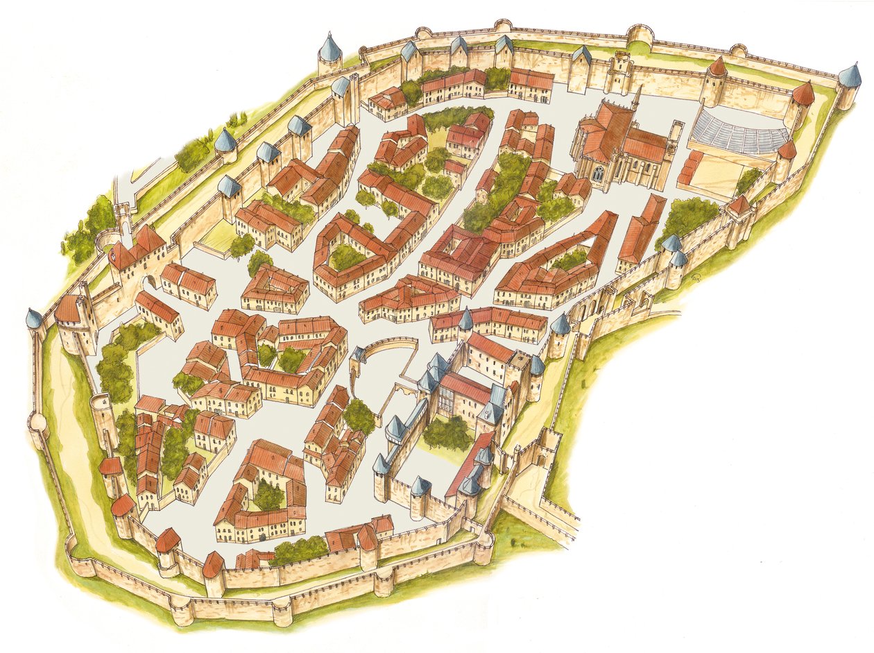 Carcassonne, Francja. Widok z lotu ptaka autorstwa Fernando Aznar Cenamor