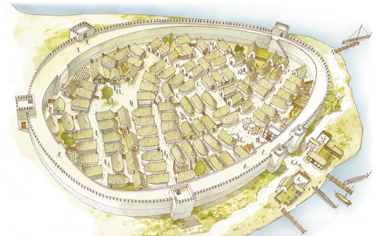 Grecja. Polis (miasto) VIII wiek. Rekonstrukcja autorstwa Fernando Aznar Cenamor