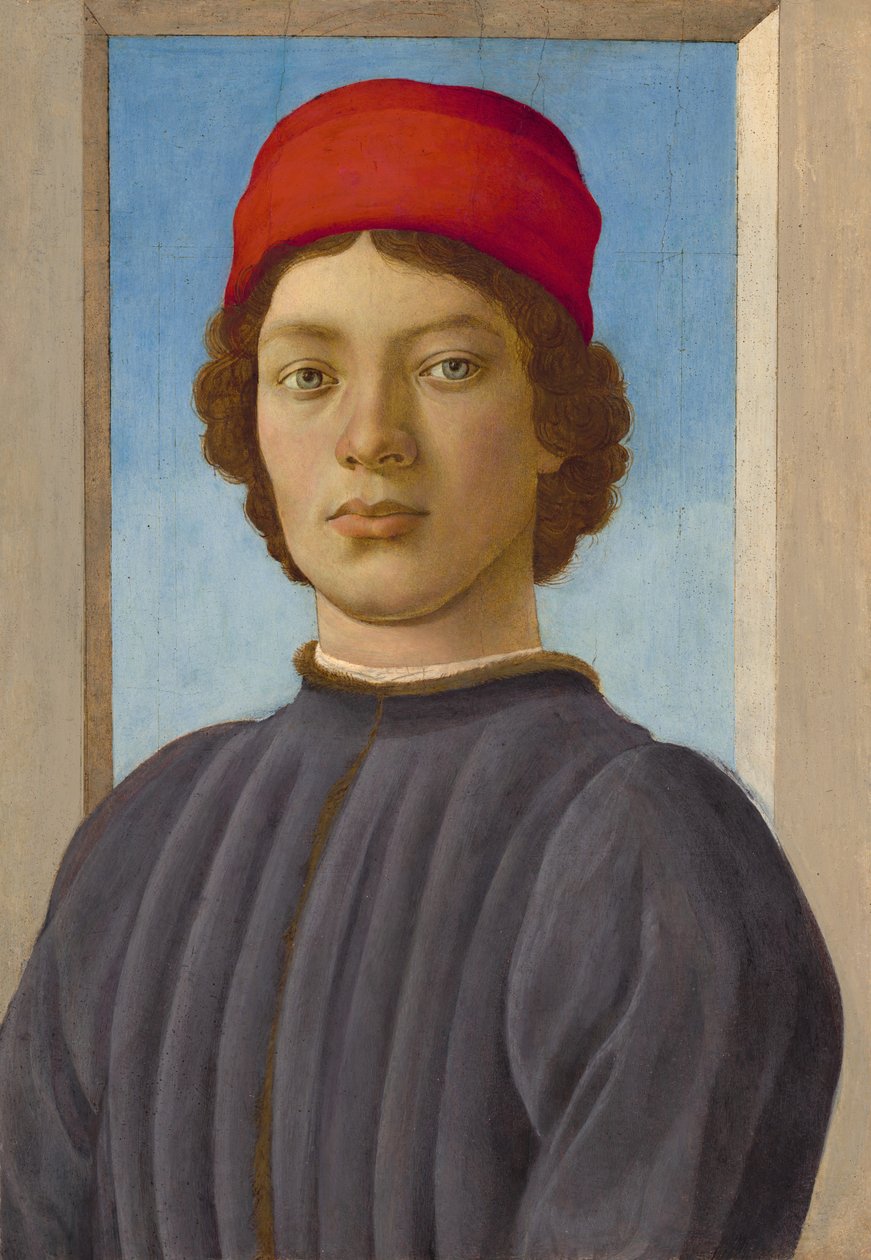 Portret młodego mężczyzny w czerwonej czapce autorstwa Filippino Lippi
