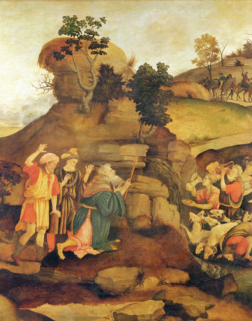 Mojżesz wydobywa wodę ze skały, ok. 1500 (szczegół) autorstwa Fra Filippo Lippi