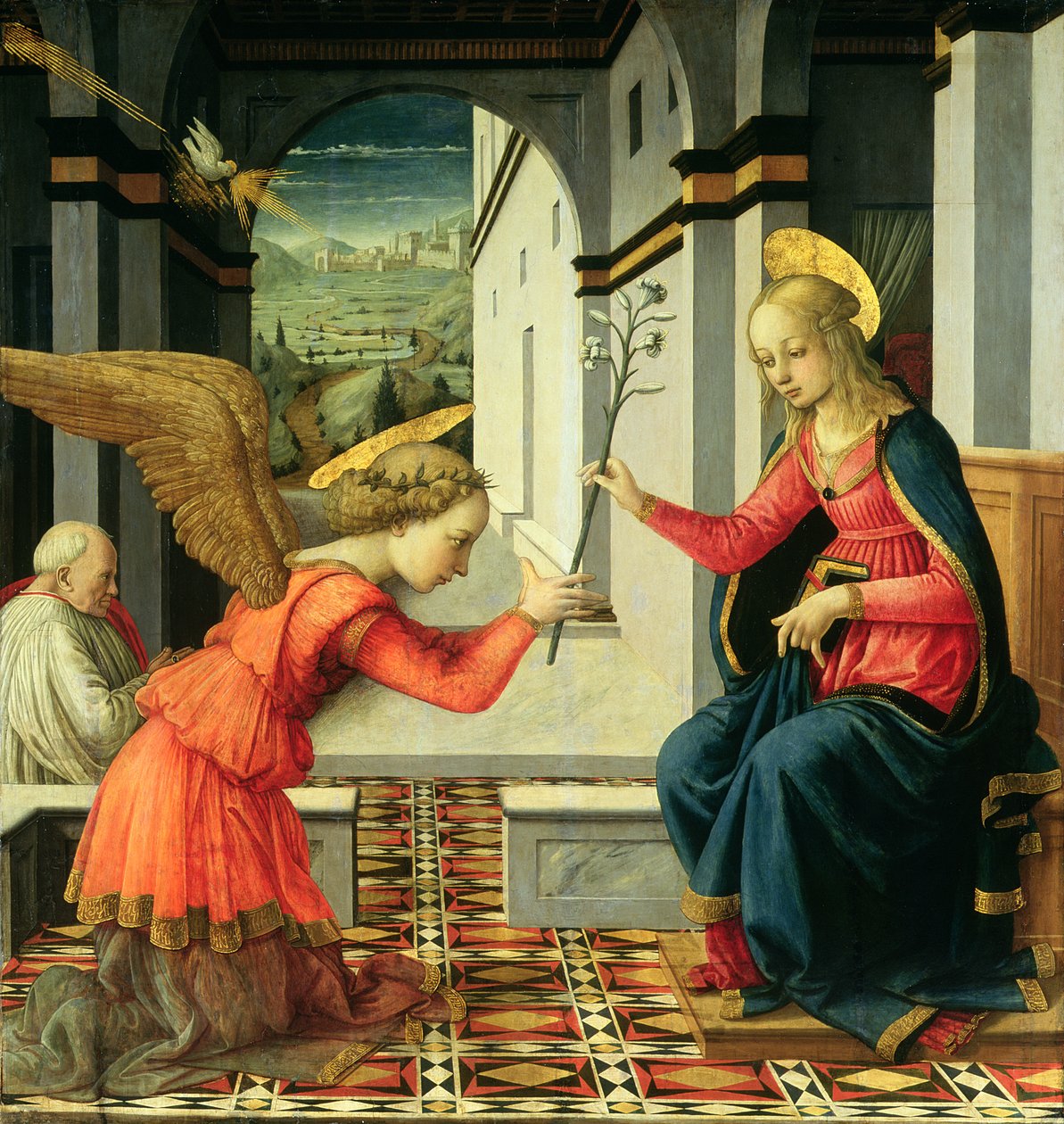 Tempera Zwiastowania na detalu panelu z 225657 autorstwa Fra Filippo Lippi