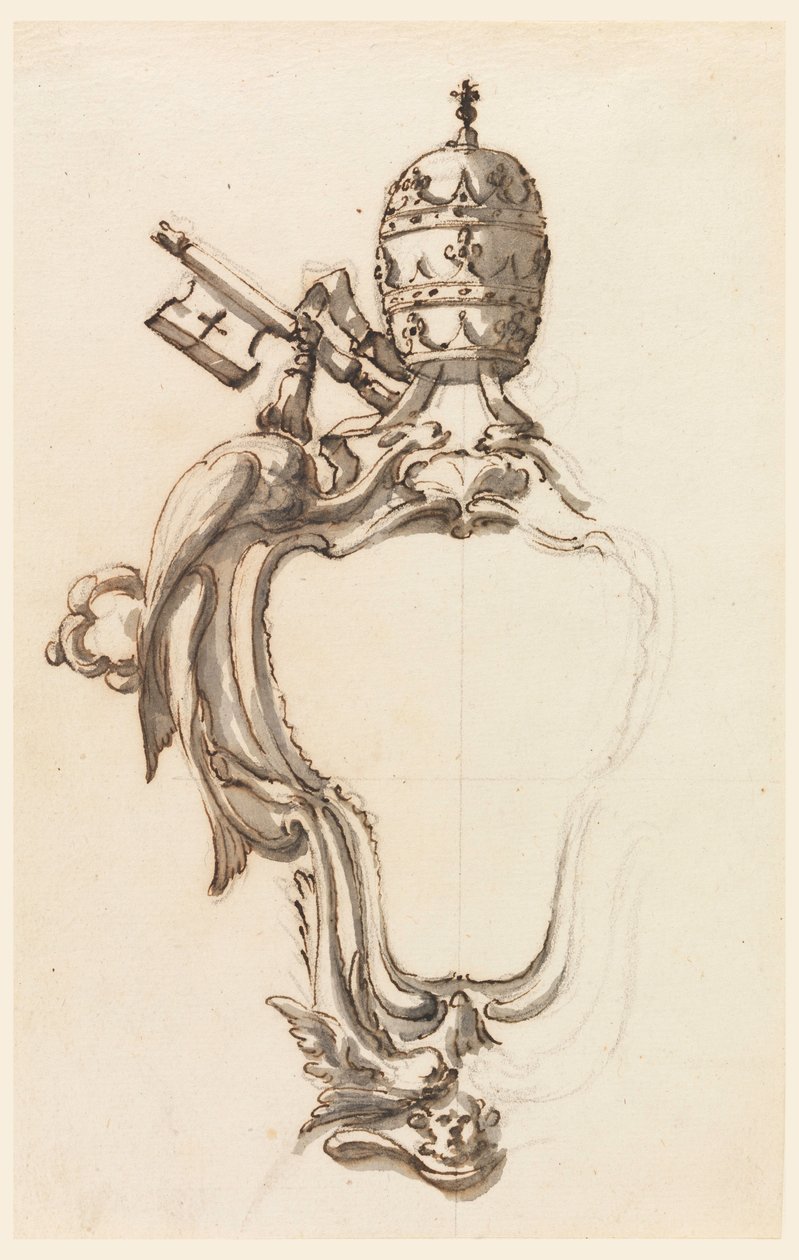 Rysunek, papieska tarcza herbowa, 1740-70 autorstwa Filippo Marchionni