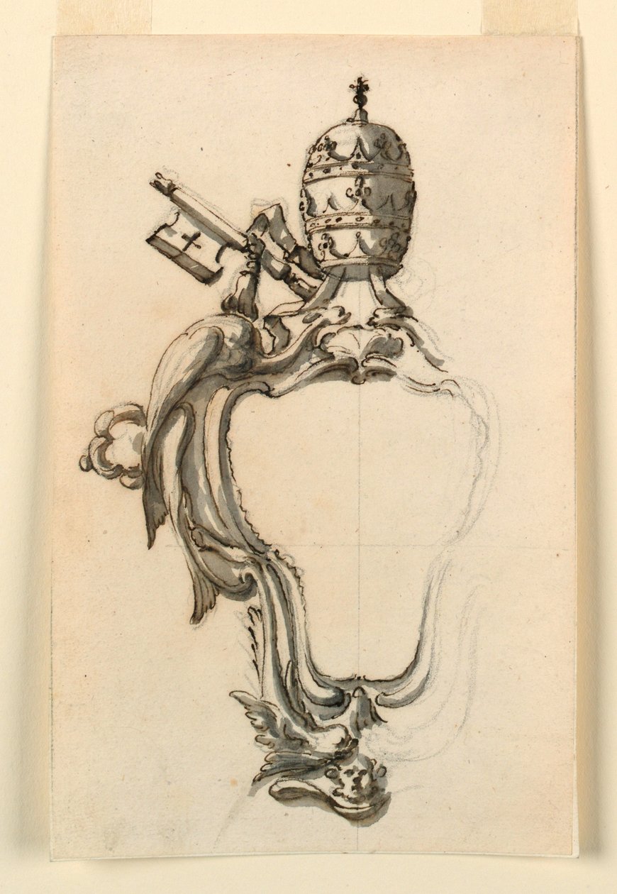 Rysunek, papieska tarcza herbowa, 1740-70 autorstwa Filippo Marchionni