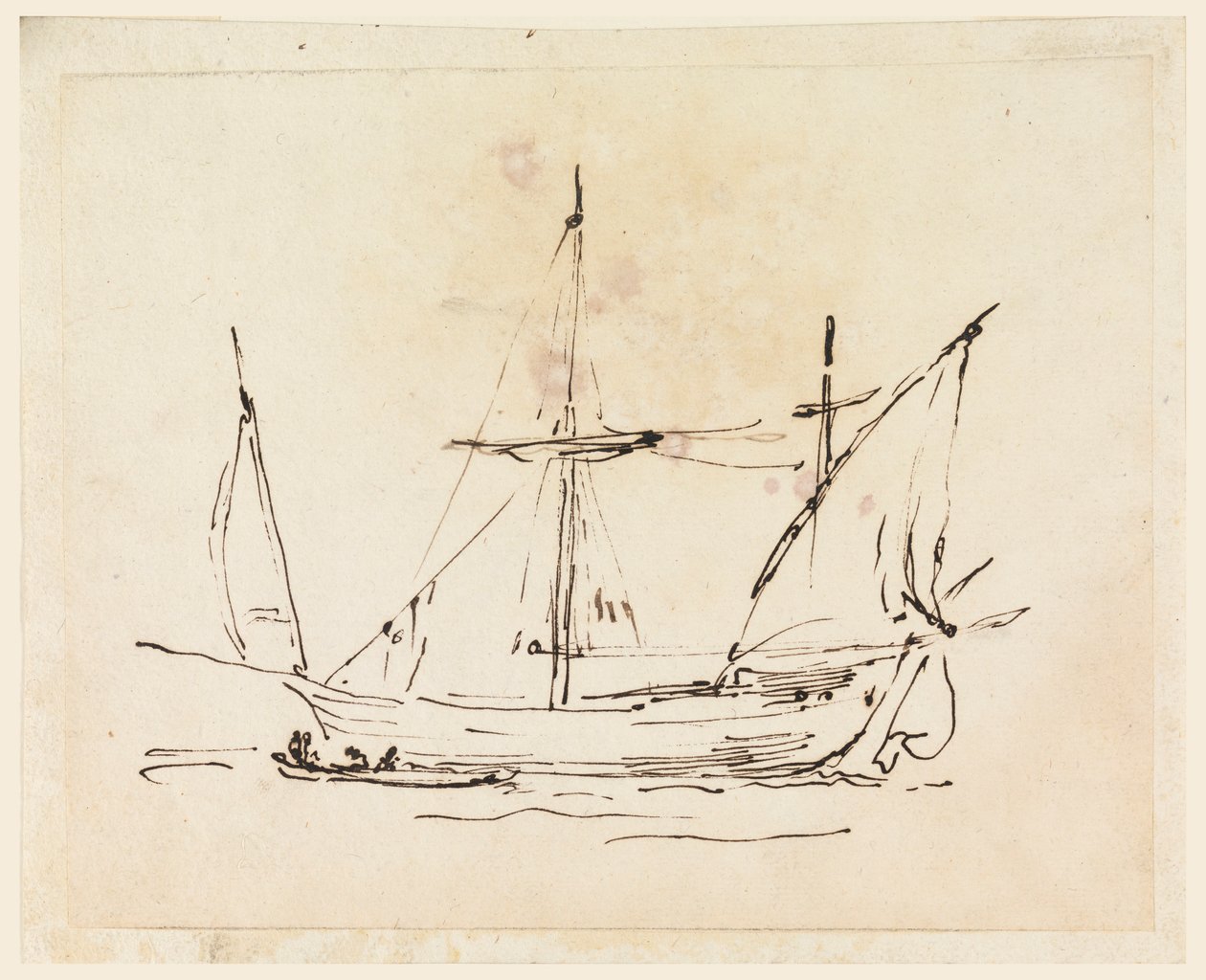 Rysunek przedstawiający statek żaglowy, 1770-1800 autorstwa Filippo Marchionni