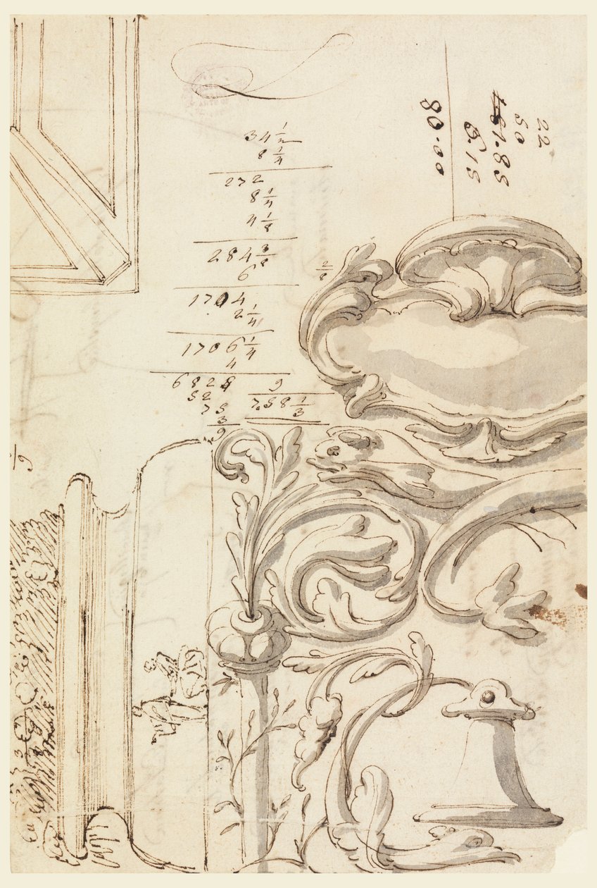 Rysunek, szkice, ok. 1750 r. autorstwa Filippo Marchionni