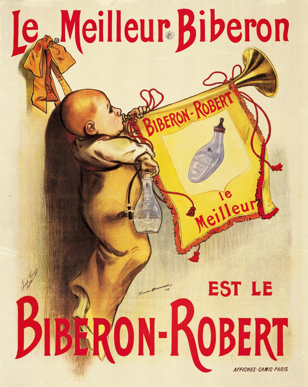 Plakat reklamujący butelki dla niemowląt „Biberon-Robert” autorstwa Firmin Bonisset