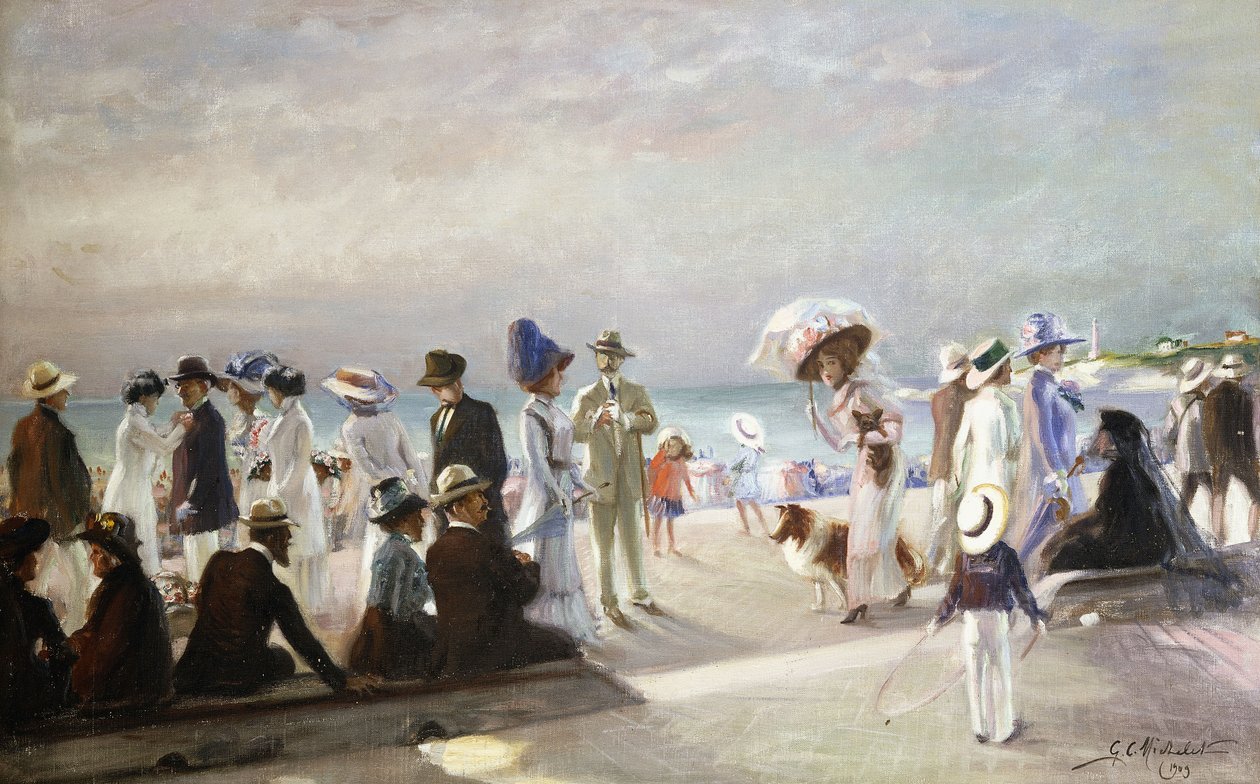 Scena na plaży; Scena de Plage autorstwa Firmin Marcelin Michelet
