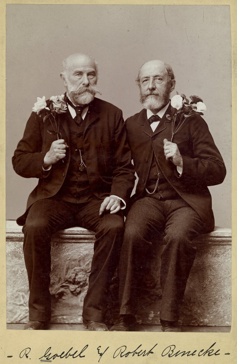 Rudolph Goebel (z lewej) i Robert Benecke, portret z okazji 60. urodzin autorstwa Fitz Guerin