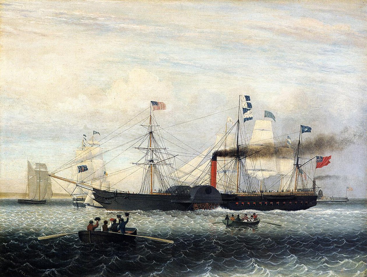 Wejście Britannia do portu w Bostonie, 1848 r. autorstwa Fitz Henry Lane