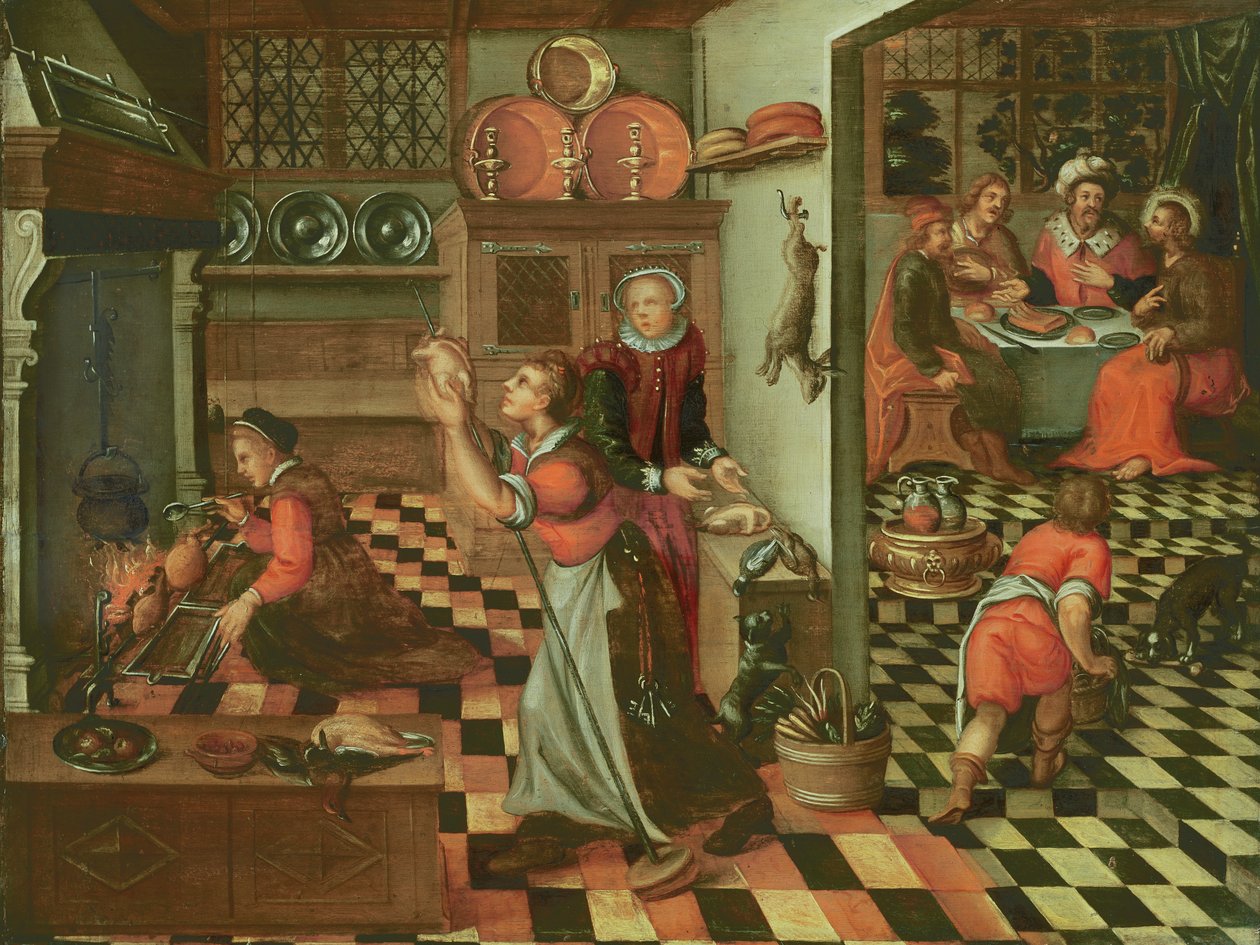 Wnętrze Kuchni, Wieczerza w Emaus autorstwa Flemish School