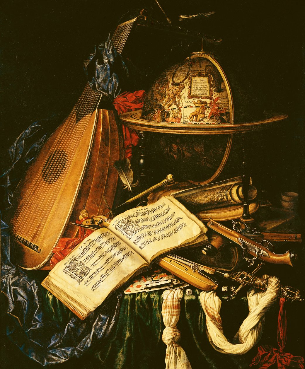Martwa natura z instrumentami muzycznymi autorstwa Flemish School