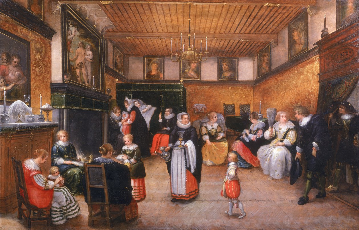 Chrzciny, 1629 autorstwa Flemish School