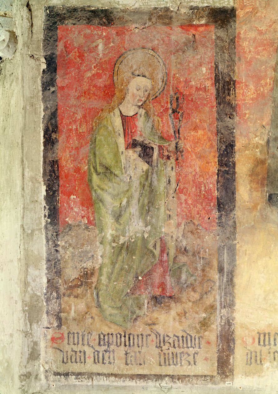 Św. Apollonia, malowidło ścienne z krypty, ok. 1480-1540 autorstwa Flemish School