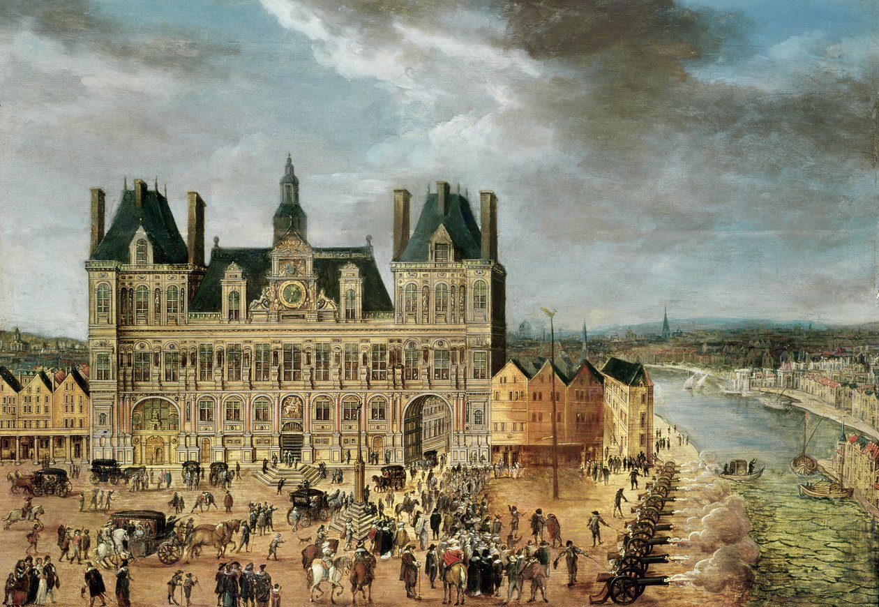 Hotel de Ville, Place de Greve autorstwa Flemish School