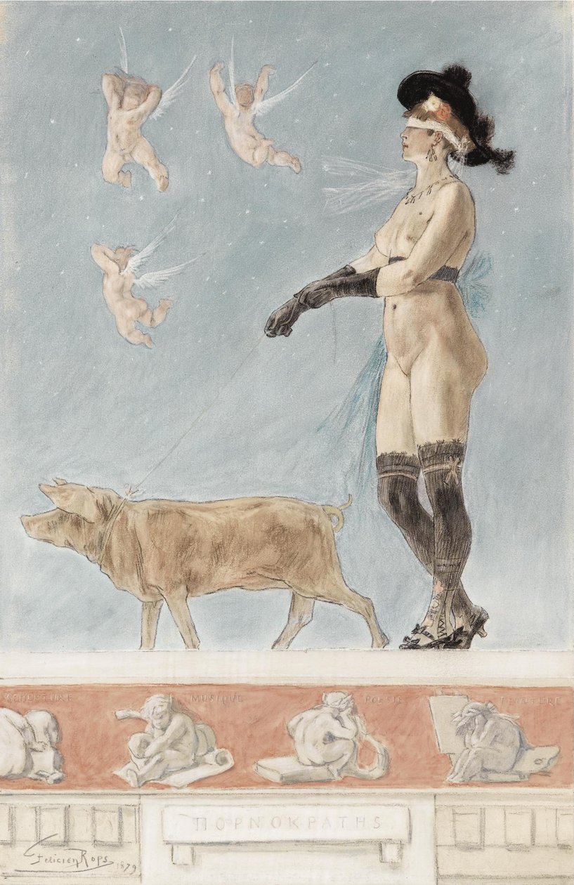 Pornokrates La Dame au cochon autorstwa Félicien Rops