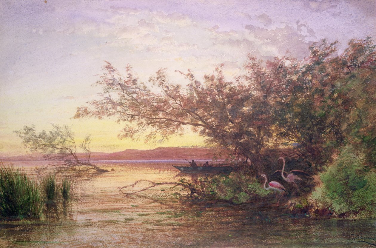 Zachód słońca, Camargue autorstwa Félix Ziem