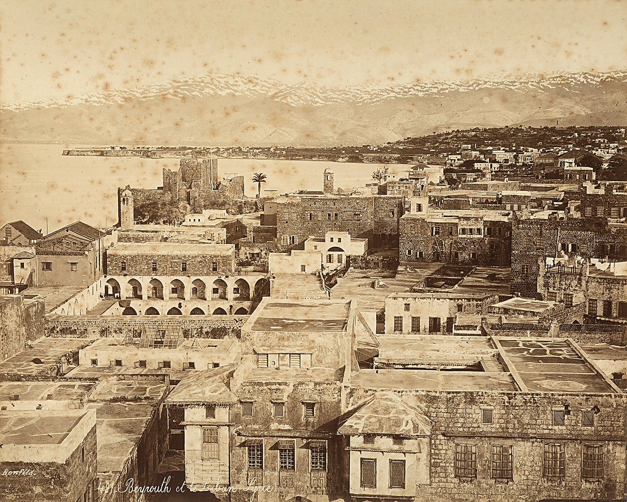 Panoramiczny widok na Bejrut, Liban autorstwa Félix Bonfils