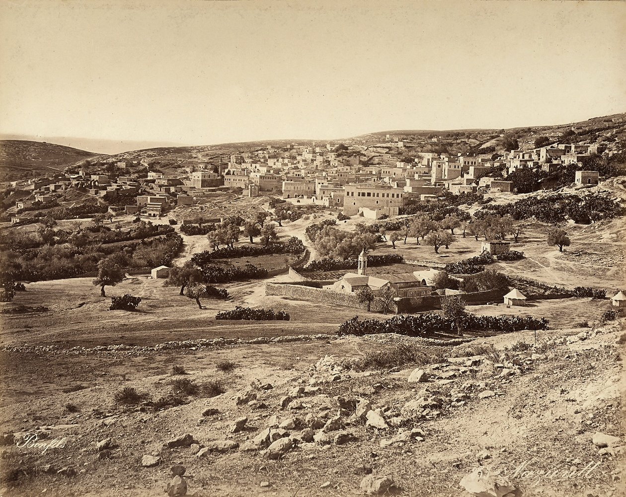 Panoramiczny widok na Nazaret, Izrael autorstwa Félix Bonfils