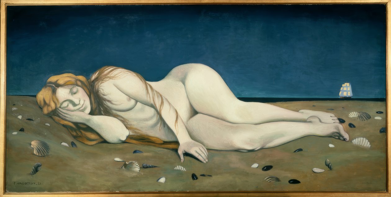 Śpiący kąpiący się na piasku autorstwa Félix Vallotton