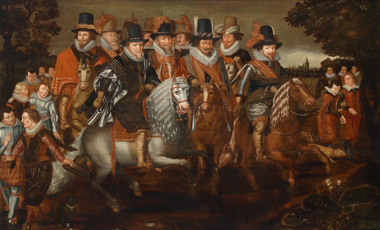 Moritz (1567-1625), Philipp Wilhelm (1558-1618), Friedrich Heinrich (1584-1647) autorstwa Follower of Adriaen van de Venne