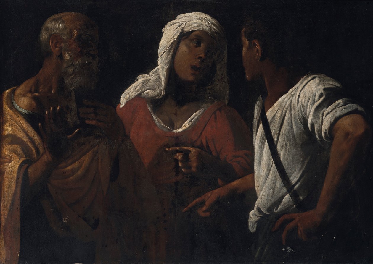Odmowa św. Piotra autorstwa Follower of Hendrick ter Brugghen