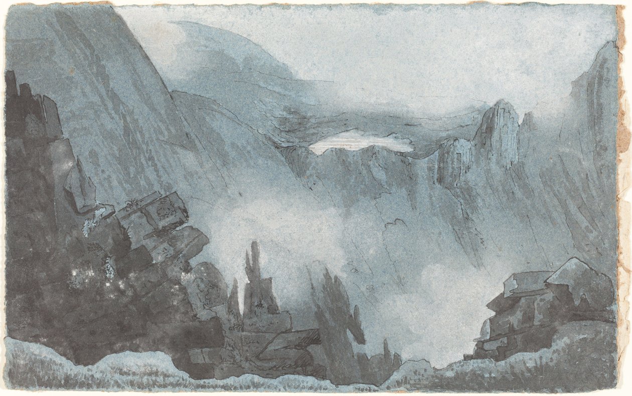 Scena górska ze skałami autorstwa Follower of John Sell Cotman