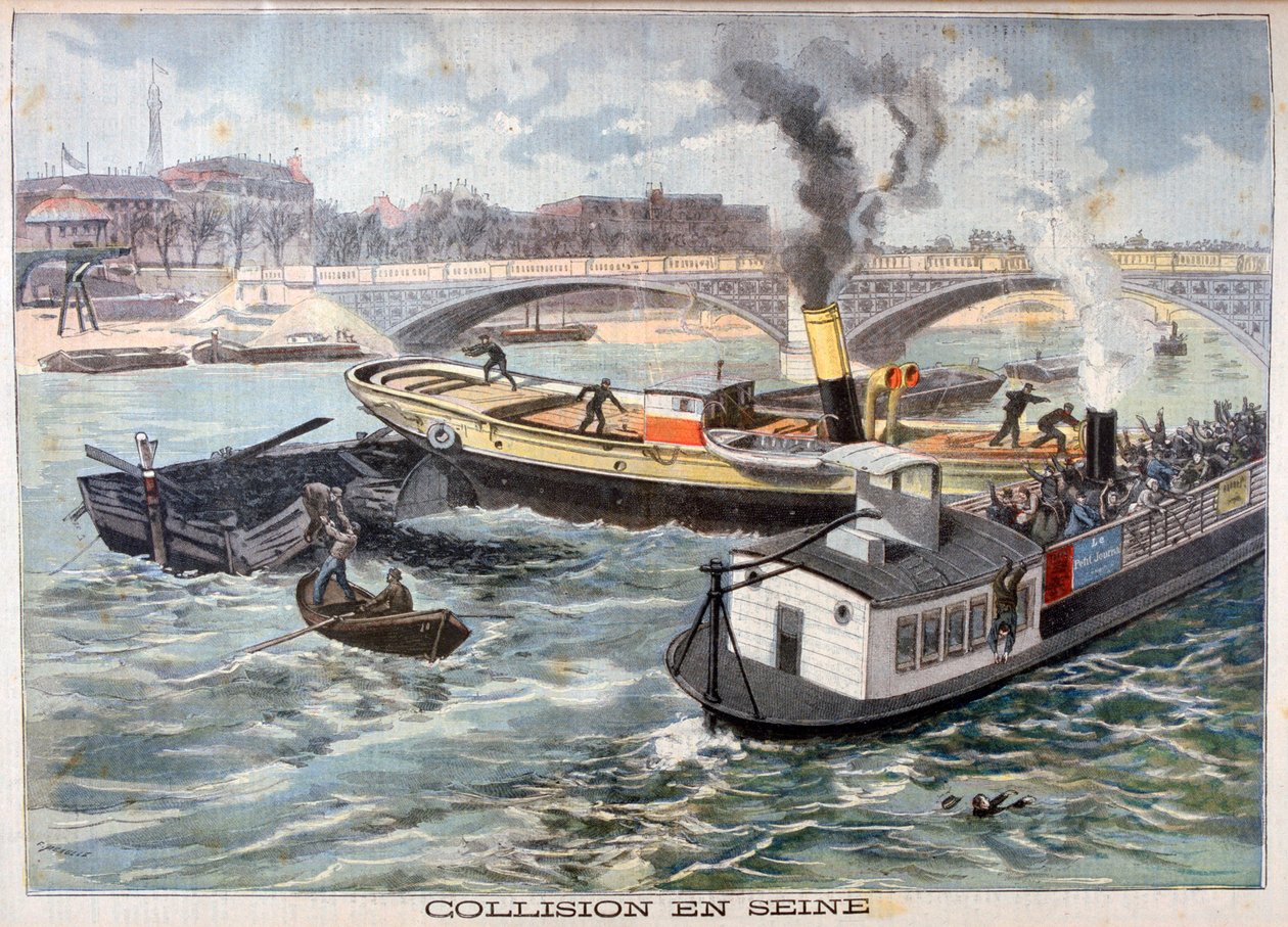 Zderzenie na Sekwanie, Paryż, 1897 autorstwa Fortuné Méaulle