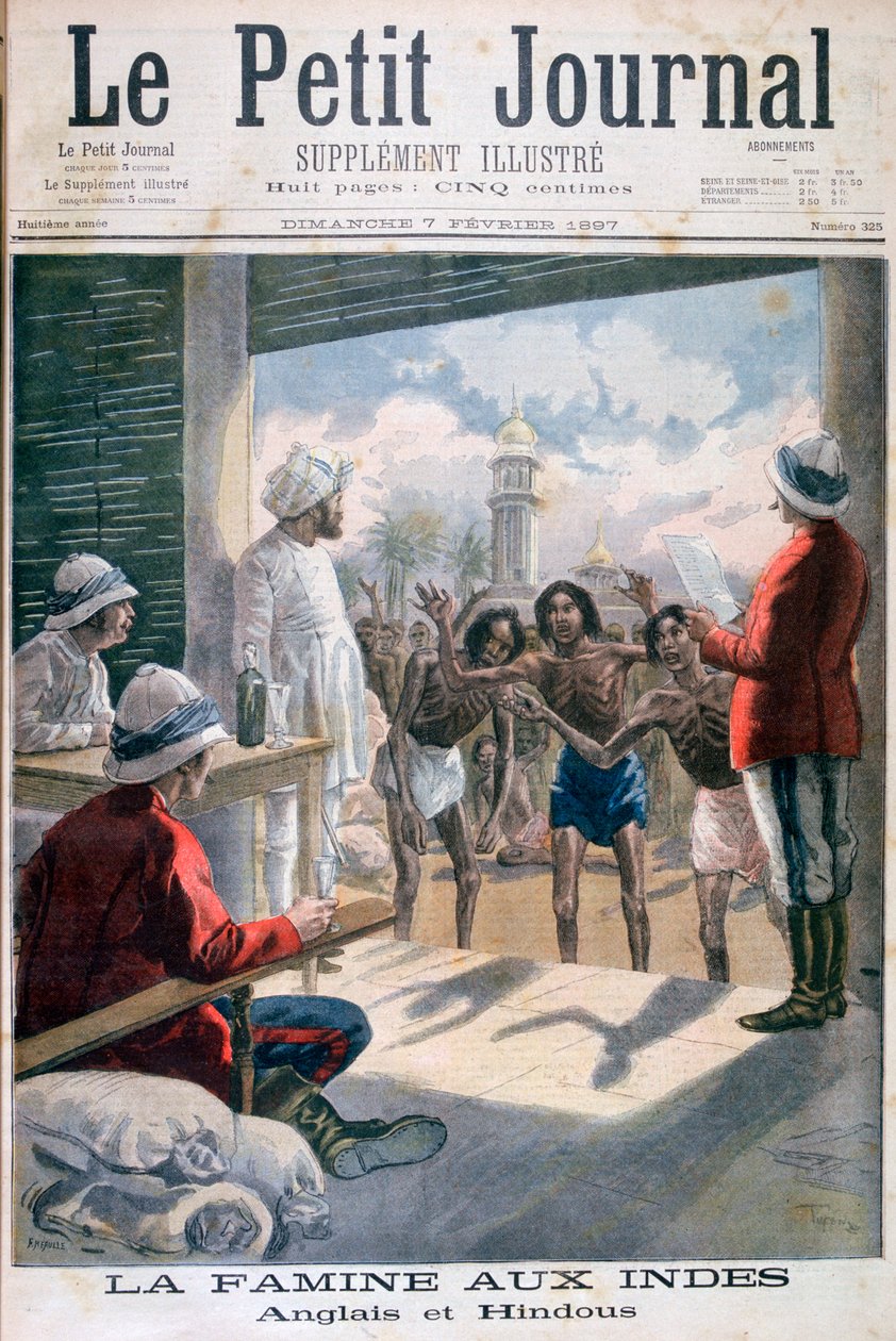 Głód w Indiach, 1897 autorstwa Fortuné Méaulle