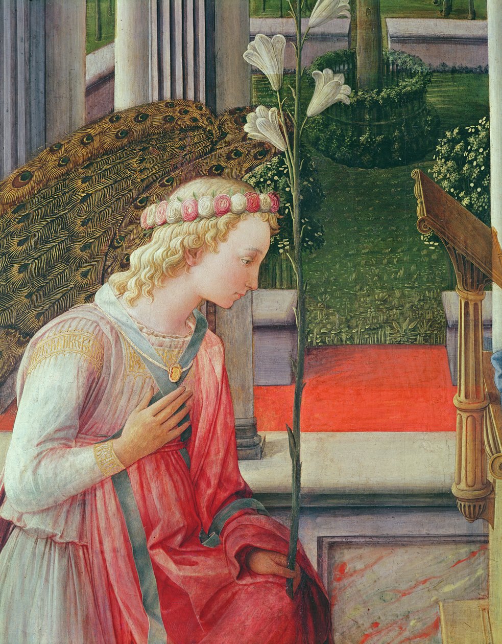 Zwiastowanie, fragment Anioła Gabriela (detal z 244961) autorstwa Fra Filippo Lippi