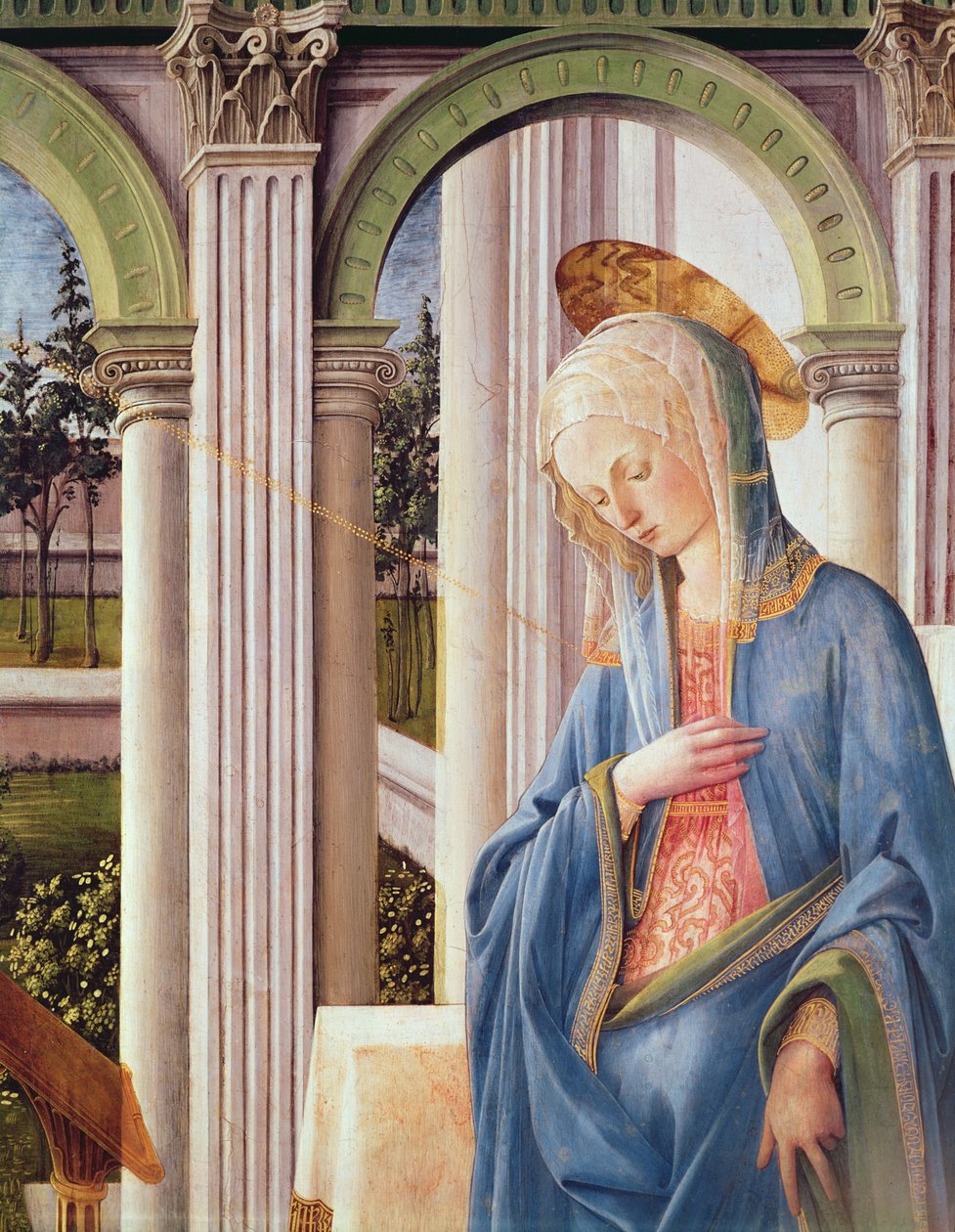 Zwiastowanie, fragment Matki Boskiej (detal z 244961) autorstwa Fra Filippo Lippi