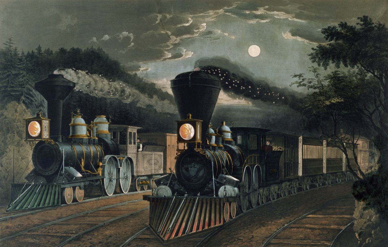 Pociągi „Lightning Express”, wyd. autorstwa Currier i Ives, Nowy Jork, 1863 autorstwa Frances Flora Bond Palmer