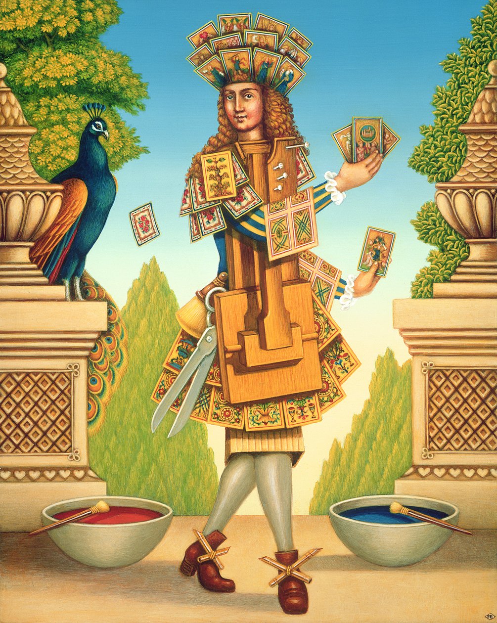 Cartomancy, 2004 (olej i tempera na papierze) autorstwa Frances Broomfield