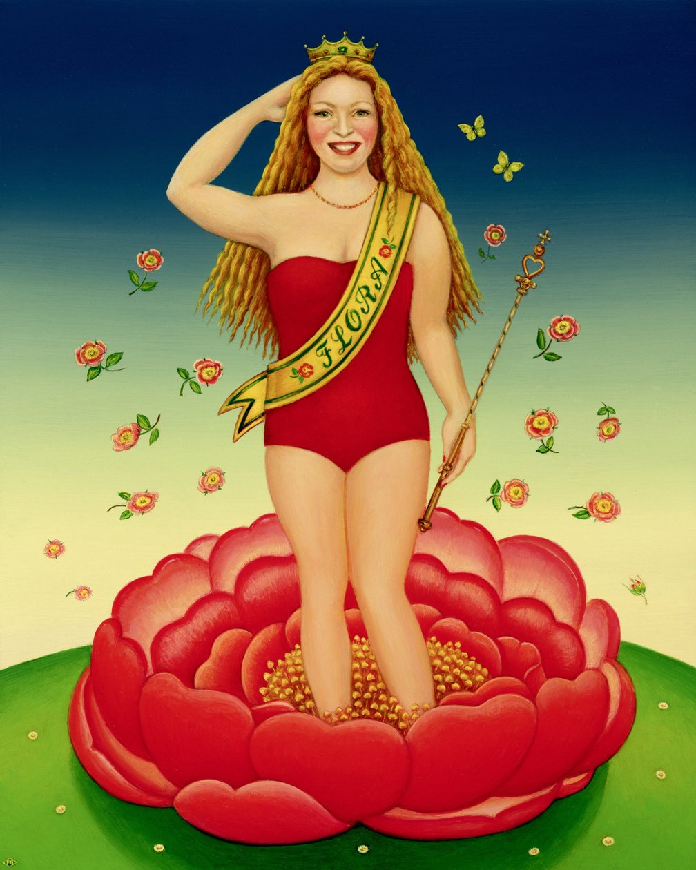 Flora, 2000 (olej i tempera na panelu) autorstwa Frances Broomfield