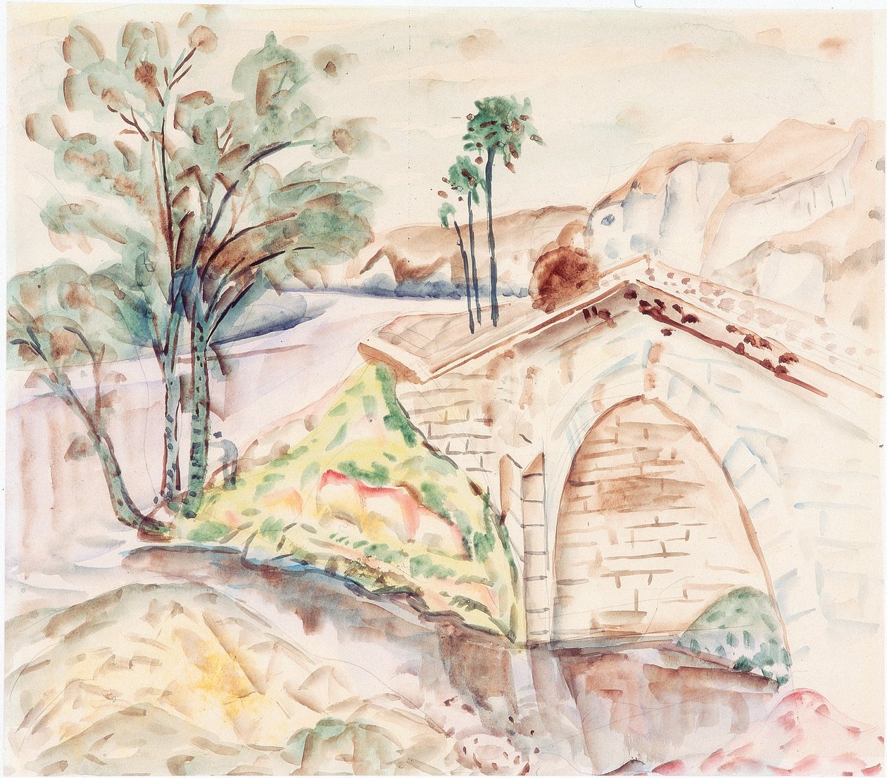 Most (ołówek, akwarela na papierze) autorstwa Frances Hodgkins