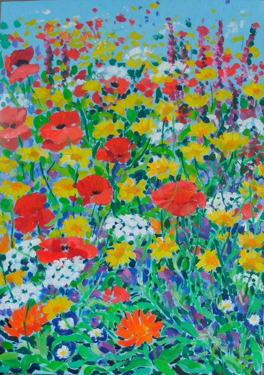 Wild Flower Meadow, 2024 (akryl na płótnie) autorstwa Frances Naggs