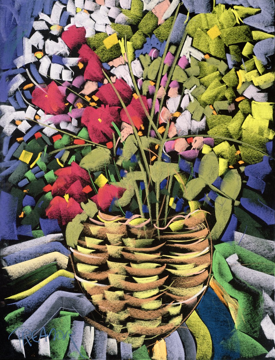 Deco Flowers (pastel na płycie montażowej) autorstwa Frances Treanor