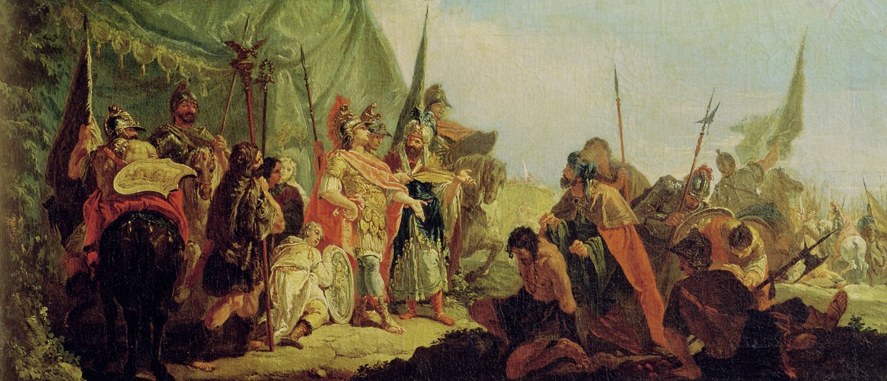 Aleksander Wielki (356-23 p.n.e.) i Porus autorstwa Francesco Fontebasso