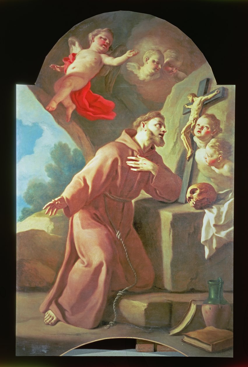 Św. Franciszek z Asyżu (jeden z pary, panel) autorstwa Francesco de Mura