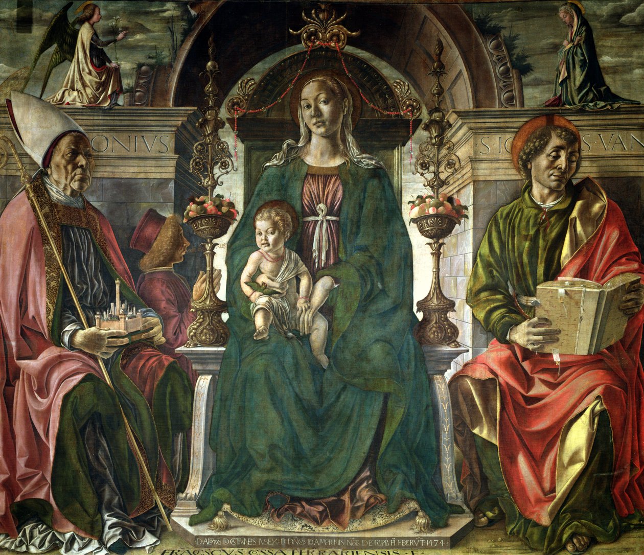 Dziewica i święci, 1474 (olej) autorstwa Francesco del Cossa