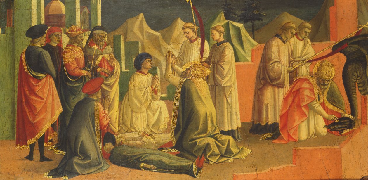 Opowieść o świętym Sylwestrze (tempera na płycie) autorstwa Francesco di Stefano Pesellino