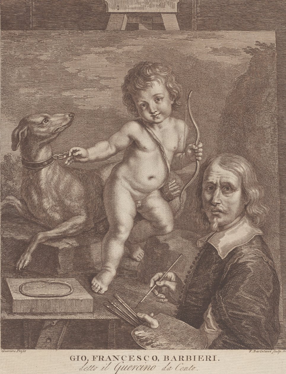 Autoportret Guercina, 1790-99. autorstwa Francesco Bartolozzi