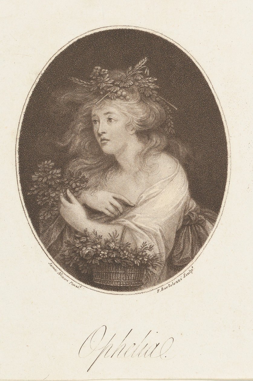Ofelia Szekspir, Hamlet, Act 4, 1784. autorstwa Francesco Bartolozzi
